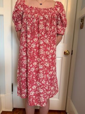 J. Crew Pink Floral Off-the-Shoulder Midi Dress